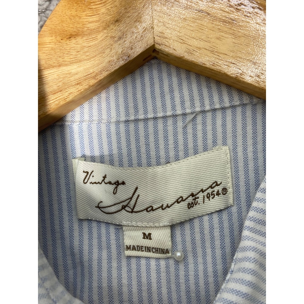 Boho Striped Button Down Shirt Embroidered Medium Celestial Minimalist Preppy - Picture 5 of 8